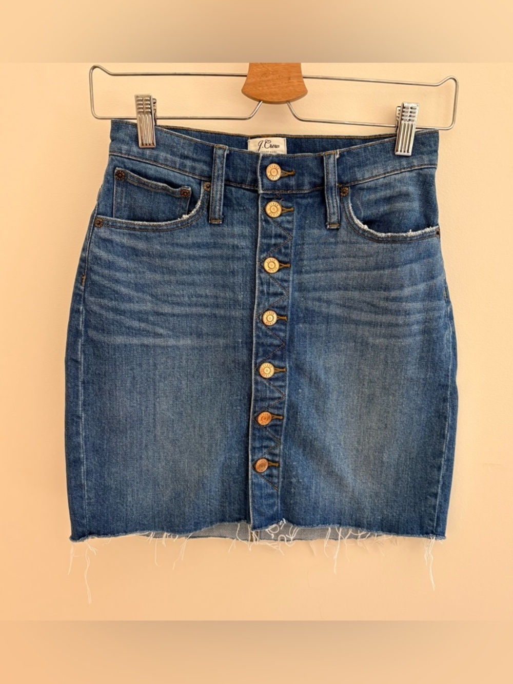 J. Crew Denim Cut-Off Button Down Skirt
